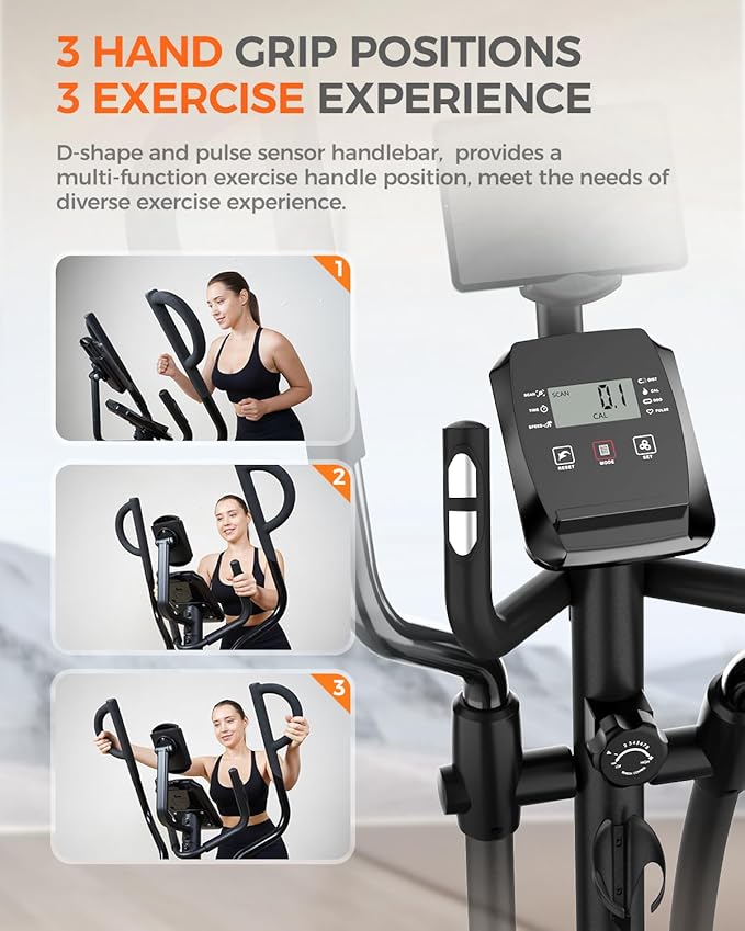 pooboo Elliptical Machine, Elliptical Exercise Machine with 16-Level Resistance&Hyper-Quiet Magnetic Driving System, Elliptical Machine for Home with LCD Monitor&15.5IN Stride, 350LBS Weight Capacity-Ruum Studio Home