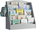 5-Tier Kids Bookshelf Montessori Toddler Book Rack Baby Bookcase Floor Front Facing Magazine Display Shelf for Bedroom Playroom Nursery Classroom Kindergarten Wood (Gray)-Ruum Studio Home