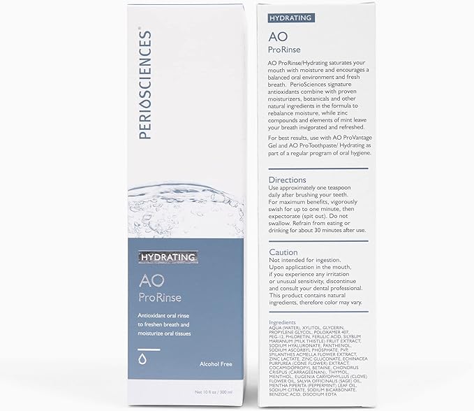 PerioSciences Hydrating Mouthwash Rinse Oral Care Pre Brush - Mint Anti Cavity Dry Mouth Plaque Remover for Healthier Gum Tissue & Teeth Enamel Protection - AO Dentist Recommended Clean - Pack of 2-Ruum Studio Home