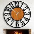 LEIKE 32" Oversized Large Wall Clocks,Silent,Non Ticking,Battery Operated Modern Round Big Wood Decorative Metal Wall Clock for Living Room, Bedroom,Kitchen,Farmhouse,Office Decor - Black,32 Inch-Ruum Studio Home