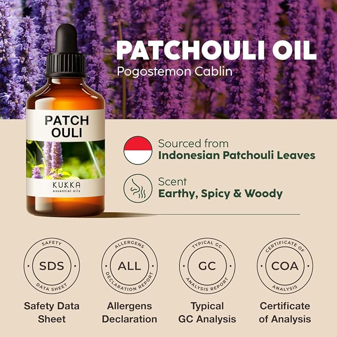 Kukka Patchouli Essential Oil for Skin & Diffuser - 4 Fl Oz - 100% Pure Natural Patchouli Oil, Captivating Scent for Body Perfumes, Aromatherapy & Soap Making Scent DIY-Ruum Studio Home