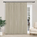Macochico Extra Wide Full Blackout Linen Curtains for Sliding Door Beige Pinch Pleated Linen Curtains 96 Inches Long for Bedroom Living Room Farmhouse with Tieback 120”Wx96”L 1 Panel-Ruum Studio Home
