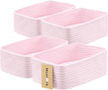Small Storage Baskets for Organizing | Closet Organizer Bins | Shelf Toy Basket | Woven Rope Baskets | Cube Decorative Box | Shallow Basket | 11.5x7.5x4.7” | 4 Packs Light Pink-Ruum Studio Home