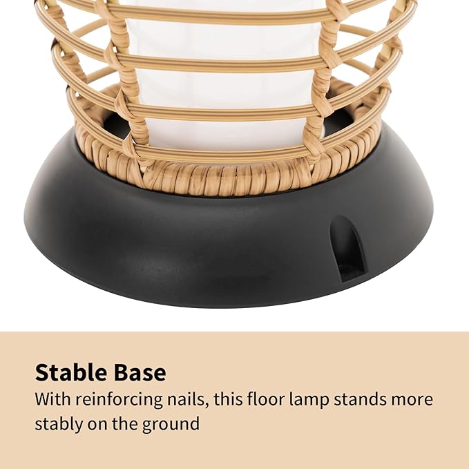 Outdoor Floor Lamp Solar Powered Lantern Waterproof Outdoor Lamps Wicker Patio Lights for Garden Deck Backyard Decor-Ruum Studio Home
