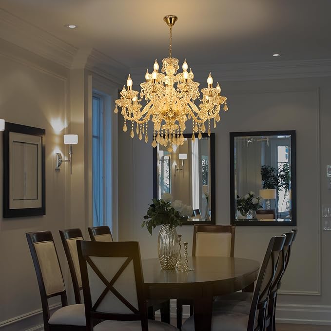 15 Light Crystal Chandelier Double Layer Flush Mount Ceiling Light Fixture with K9 Crystals for Living Room Dining Room Bedroom Luxury Hanging Lamp Lighting Fixtures-Ruum Studio Home
