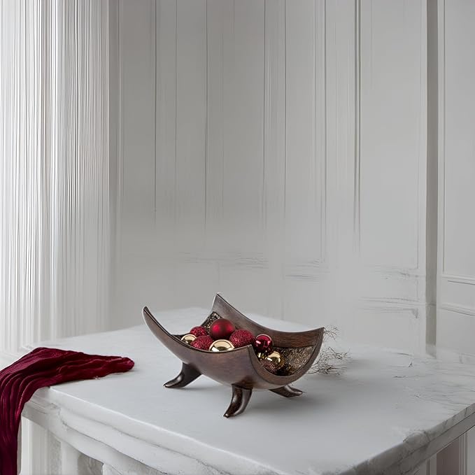 Creative Scents Schonwerk Brown Decorative Bowl for Home Decor - Dining Room Centerpiece - Coffee Table Decor for Living Room - 10" Resin Bowl - House Decor Decorations or Key Bowl for Entryway-Ruum Studio Home