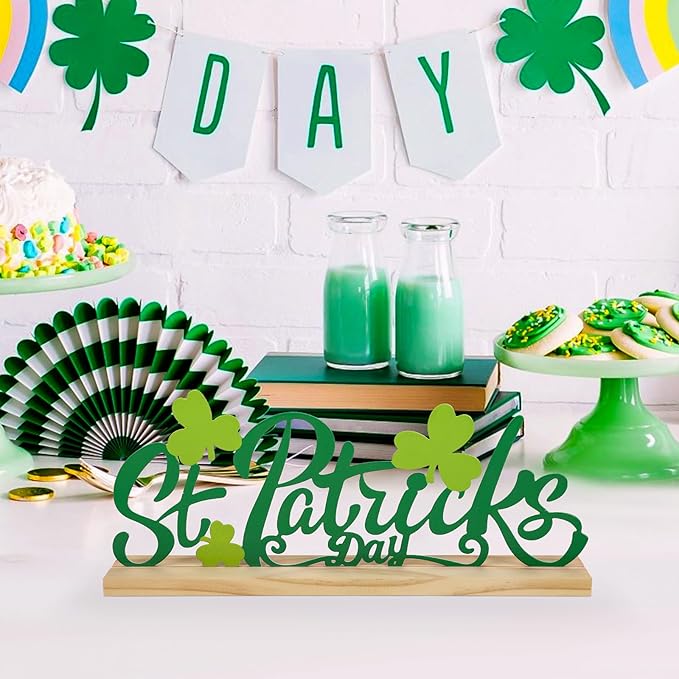 COCHIE Metal St. Patrick's Day Sign, St Patricks Day Decorations for Home, Office, Shelf, Mantel, Indoor, Shamrock Decoration, Saint Patrick Day Decor (Shamrock)-Ruum Studio Home
