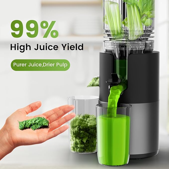 Cold Press Juicer Machines, High Nutrient Retention, 99% Juice Yield, 5.3" Wide Feed Chute for Whole Fruits & Vegetables, Quiet Slow Masticating Juicer, BPA-Free, Easy to Clean-Ruum Studio Home