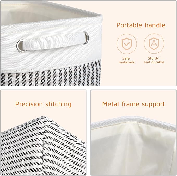 Kntiwiwo Foldable Storage Bin Collapsible Basket 12" x 10" x 9.5" Cube Storage Organizer Bins with Dual Carry Handles for Home Closet Shelves Drawers Organizer, Set of 3, Houndstooth-Ruum Studio Home