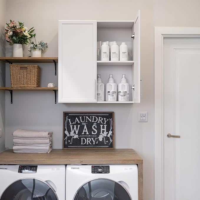 FIMELLO 30" Laundry Room Cabinets Wall Mounted,White-Ruum Studio Home