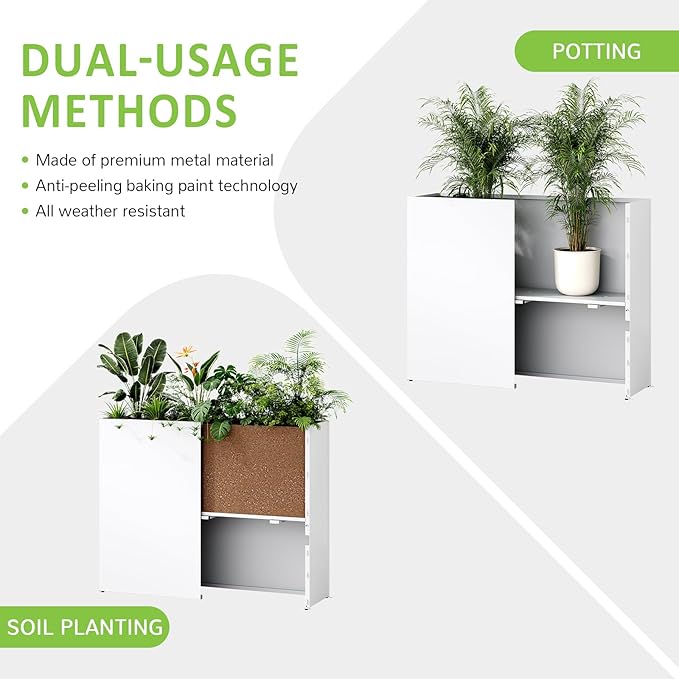 Planter Box Outdoor 38"W x 10.2"D x 30"H- Tall Rectangular Planters for Outdoor Patio/Porch, All-Weather with Anti-dumping Kit, Durable Galvanized Steel, Modern Design for Plants, Flower,Garden-Ruum Studio Home