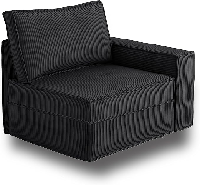 HOOOWOOO Modular Sectional Sofa Couch,Matching Free Combination Cloud Couch Right Arm Chair(Black Corduroy)-Ruum Studio Home