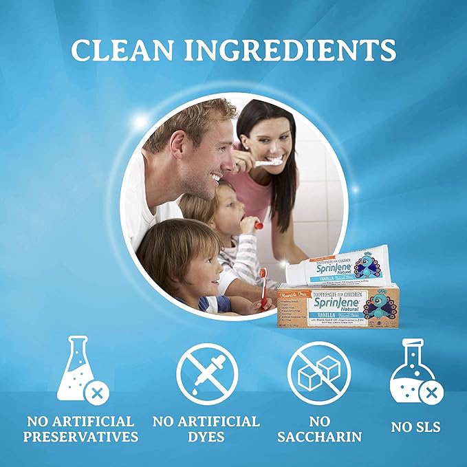 SprinJene Natural Kids Toothpaste, Vanilla | Natural Children’s Toothpaste | Fluoride Free Toothpaste for Toddlers | 4 Pack-Ruum Studio Home