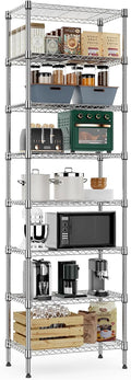 8 Tier 2000 lbs Storage Rack Metal Wire Shelving Unit, Storage Standing Shelf Organizer for Laundry Bathroom Kitchen Pantry Closet Garage Utility Room, Chrome 13.8" D x 23.6" W x 79.5" H-Ruum Studio Home