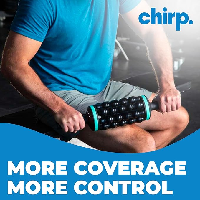 Chirp RPM Rolling Percussive Massager – Deep Tissue Muscle Massager and Back Roller with Hands-Free Base, Rechargeable Leg Massager Roller, 5-Speed Massage Roller Stick for Legs, Foot & Calf Massager-Ruum Studio Home