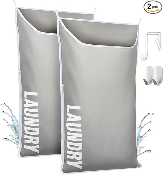 Hanging Laundry Hamper Bag XL 40x22", Space Saving over the Door Storage Bags, Behind the Door Hampers for Dirty Clothes & Wall Mounted Basket for Bathroom, Organizer for Small Room Spaces RV-Ruum Studio Home