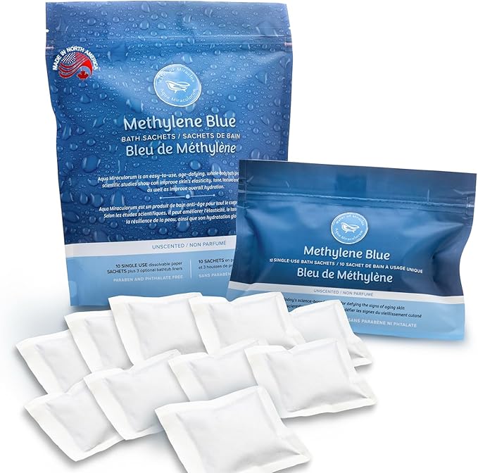 Methylene Blue Bath Soak | Age Defying Serum for Aging and Fragile Skin | Supplement for Defying The Signs of Aging Fragile Skin | USP Pharmaceutical Grade | 10 Dissolvable Sachets-Ruum Studio Home