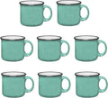 Set of 8 Ceramic Campfire Mugs – 15 Oz, Teal – Coffee & Tea Cups for Home, Work, Travel, Camping – Customizable, Great for DIY, Events, Companies-Ruum Studio Home
