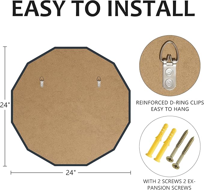 Bathroom Mirrors for Over Sink, Round Frameless Mirrors for Wall, 24x24 Inch Beveled Bathroom Mirror, Bathroom Vanity Circle Mirror for Bedroom Living Room Entryway Home Decor-Ruum Studio Home