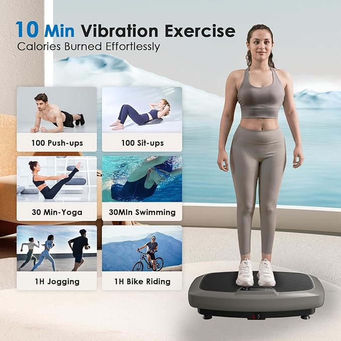 Vibration Plate Exercise Machine - Whole Body Workout Vibration Platform Lymphatic Drainage Machine for Weight Loss Home Fitness with Resistance Bands Remote-Ruum Studio Home