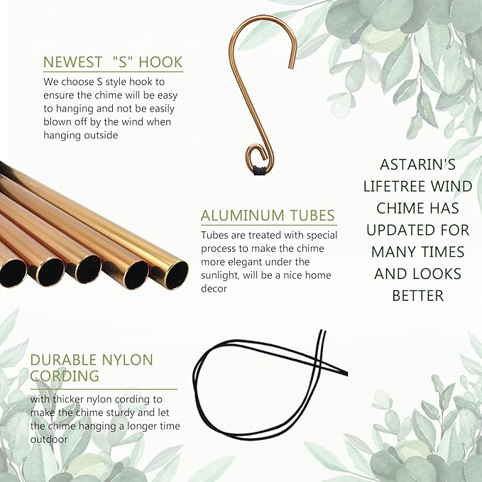 Gifts for Mom & Grandma - Outdoor Wind Chimes with Engraved Tree of Life, Large Patio Hanging Decor for Garden, Yard, Christmas, Anniversary Celebrations-Ruum Studio Home