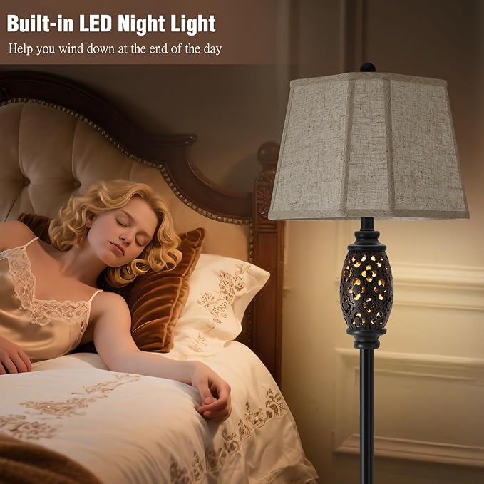 Luvkczc Vintage Floor Lamp with Cutout Design & Glowing Light - Resin Elegant Standing Lamp for Living Room, Bedroom, Office (Includes Bulb)-Ruum Studio Home