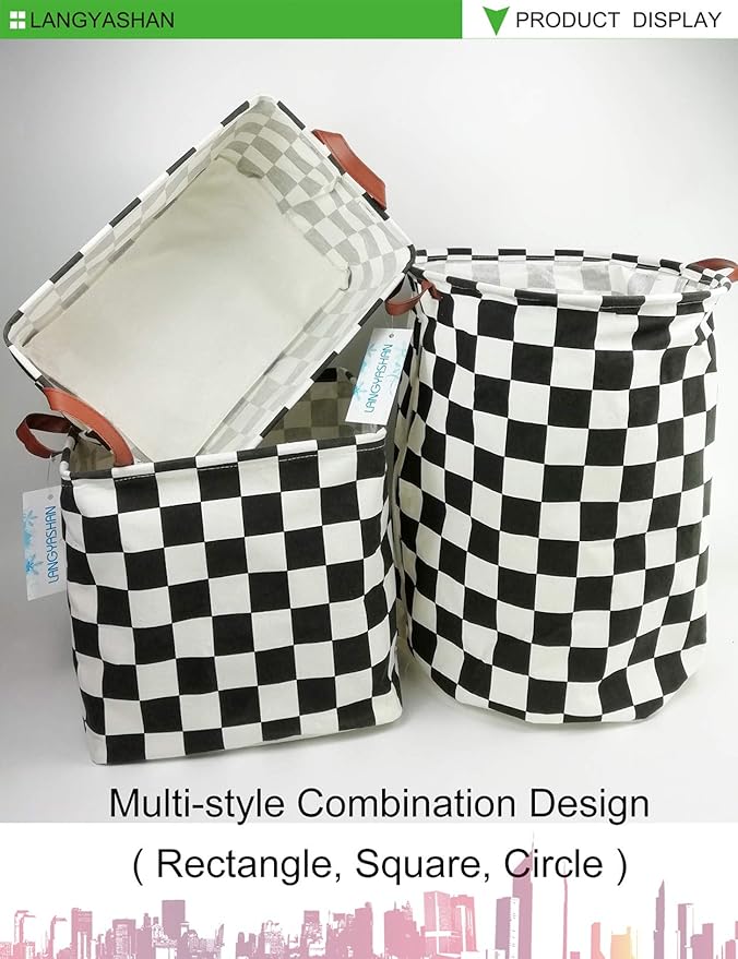 LANGYASHAN Rectangular Storage Bin Collapse Canvas Fabric Cartoon Storage Basket with Handles for Organizing Home Kitchen Boys and Girls Toys Office Closet Shelf Baskets (Rec-Racing flag)-Ruum Studio Home