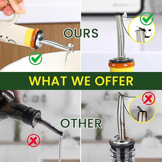 18 oz Ceramic Olive Oil Dispenser Bottle for Kitchen, Large Capacity Oli and Vinegar Cruet with Stainless Steel Spout, 540 ml Oil Container with Handle for Cooking Preventing, Vinegar Cruet-Ruum Studio Home