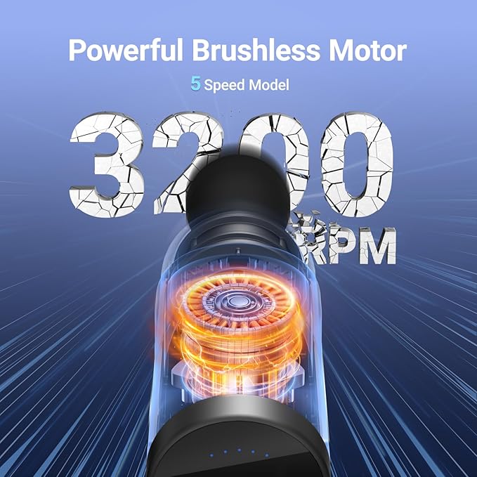 MERACH Massage Gun Deep Tissues, Percussion Massager Tools with 6 Massage Heads, Portable Hand Held Muscle Massagers for Pain Relief Deep Tissue, Cool Gifts for Men and Women-Ruum Studio Home
