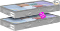punemi Under Bed Storage Containers, Below 4 Inches Tall Low Profile Underbed Storage, NO STRUCTURE, Soft Foldable Underbed Cloth Storage Bags, Zipper Blanket Storage Container, 2Pack, 20x40x3.7in-Ruum Studio Home