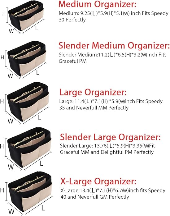 LEXSION Felt Purse Bag Organizer Insert with zipper Bag Tote Shaper Fit Speedy Neverful PM MM-Ruum Studio Home