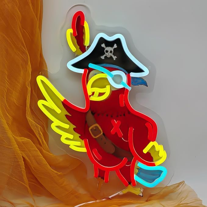 Pirate Parrot Neon Light - Pirate LED Light Wall Decor Ideal for Pirate Party Decorations Gifts for Friends-Ruum Studio Home