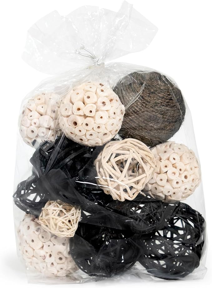 ANDALUCA Decorative Balls Bag Bowl Filler Home Decor (Black & White)-Ruum Studio Home