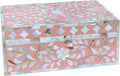 Decorative Storage Box Of Mother Of Pearl Inlay Floral Design Wooden Storage Box For Home Decoration For Living Dining & Bedroom (Pink_9x6x3.5 inch)-Ruum Studio Home