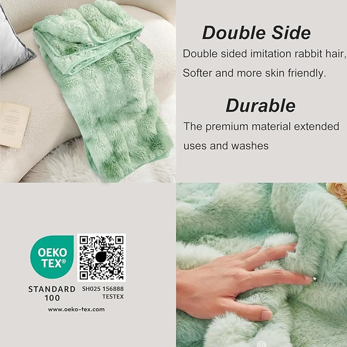 Bcareself Faux Fur Blanket Two Sided Ultra Soft Fluffy Reversible Fuzzy Throw Blanket for Women Men Double Sided Ombre Faux Luxe Faux Fur Thick Minky Blanket for Couch Bed-Ruum Studio Home