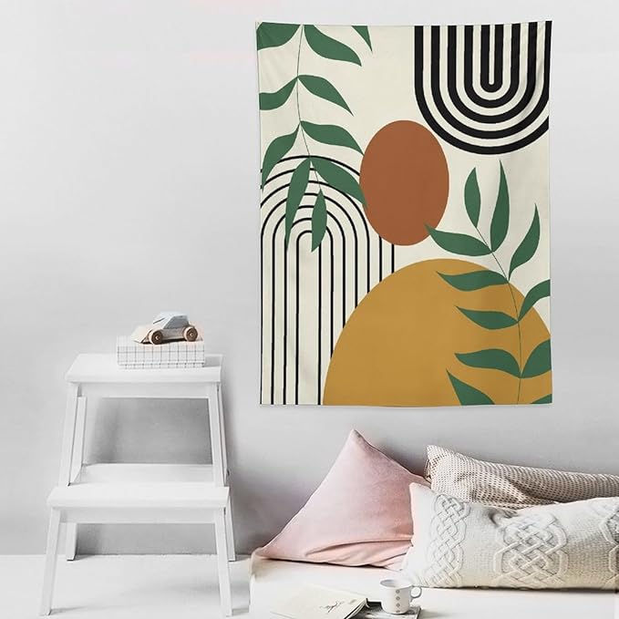 ICMOLYYENLO Boho Plant Aesthetic Tapestry, Abstract Medieval Arch Sun Home Aesthetic Wall Hanging For Bedroom Living Room Dormitory Tapestry 60x80 Inches-Ruum Studio Home