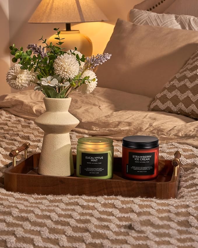 M&SENSE Eucalyptus & Mint Soy Candles for Home Scented, 11.6oz 70 Hour Burn Aromatherapy Candle Gift for Stress Relief, Meditation, Yoga, Relaxing SPA, Reusable Jar for Men and Women-Ruum Studio Home