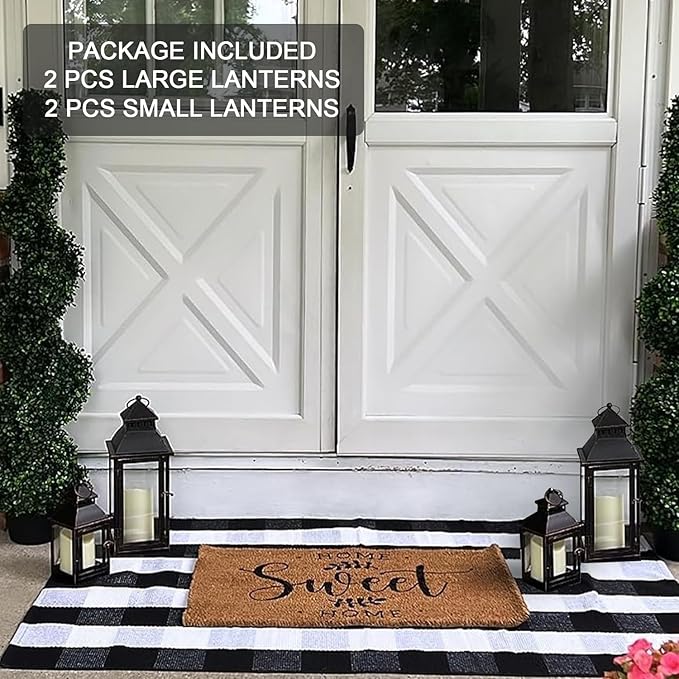 NEEDOMO Bronze Metal Lanterns Decorative Outdoor & Indoor, Set of 4 (17" & 10") with Glass, Candle Holder for Porch, Patio, Garden, Balcony, Wedding, Table Centerpiece Decorations-Ruum Studio Home