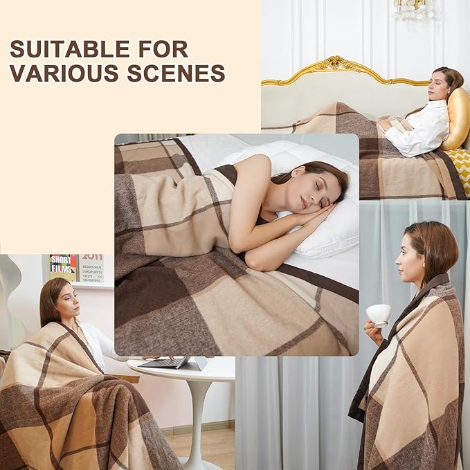 YOUR MOON 100% Pure Wool Twin Size, Australian Organic Natural Wool Blankets, Hypoallergenic Blanket for Bed, Medium Weight(Coffee, 66 * 90)-Ruum Studio Home