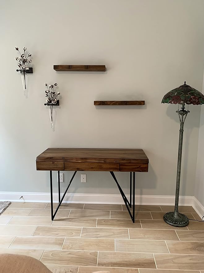 joelsantiques | 24 Inch Floating Shelves for Wall | Made of Natural Wood and Easy Install | Heavy Duty Rustic Book Shelves | Perfect for Bathroom, Kitchen, Living Room | Medium Brown 24x9x2 Inches-Ruum Studio Home