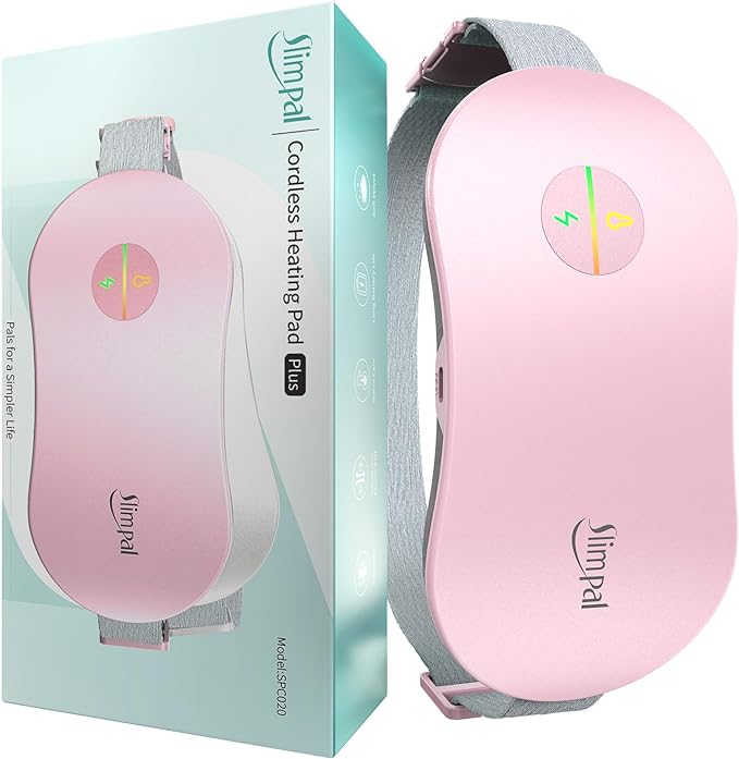 Slimpal Heating Pad for Period Cramps, Portable Cordless Electric Heating Pad for Menstrual Pain Relief Heat Belt, Rechargeable Wearable Heat Pad Gifts for Her Women Girl Wife Girlfriend, Pink-Ruum Studio Home