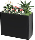 Tall Metal Cube Planter for Outdoor Plants 36" L x 12" W x 26" H, Heavy Duty Steel Large Planter Box with Removable Insert Shelf, Modern Décor for Tall Plants, Trees, Flowers (Black)-Ruum Studio Home