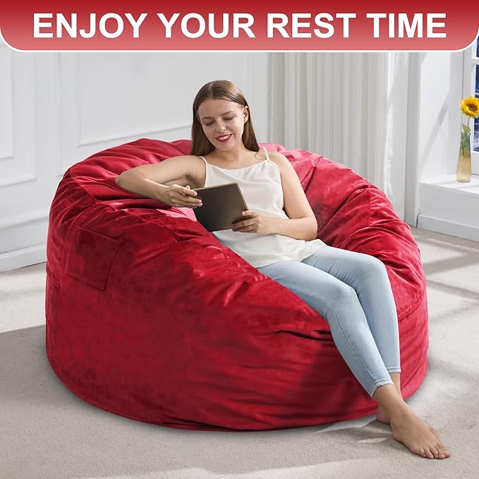 Hobestluk 4FT Bean Bag Chair Giant Bean Bag Chairs for Adults Large Bean Chairs with Removable Cover, Beanbag Chair with Filler, Adult Bean Bag Chairs for Living Room, Bedroom-Ruum Studio Home
