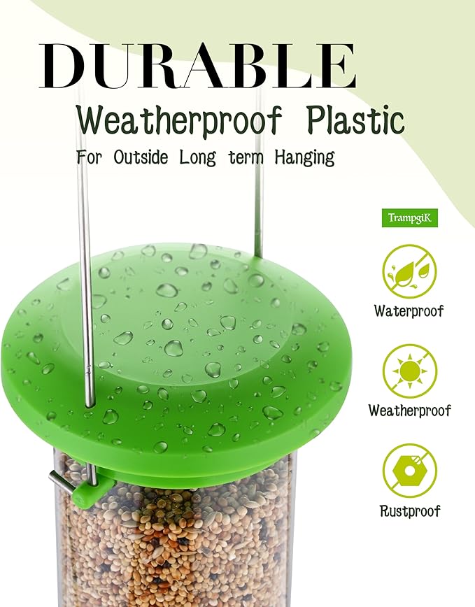 Bird Feeder Premium Hard Plastic for Wild Bird Feeders for Outdoors, Tube Bird Feeders for Outdoors Hanging,14 Inch 6 Port Lawn,Pack of 1-Ruum Studio Home