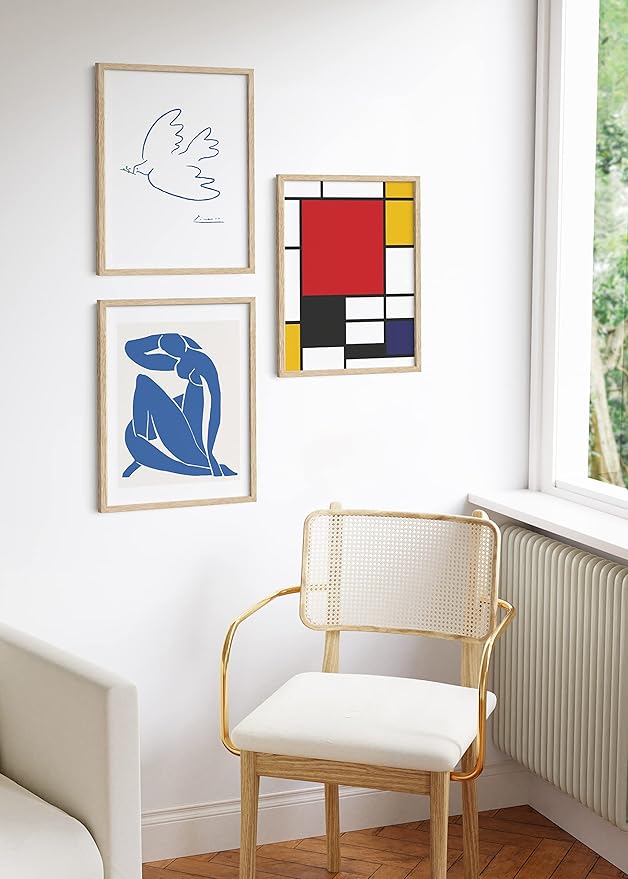 HAUS AND HUES Beige Wood Picture Frames 18 x 24 - Set of 3 Poster Frames 18 x 24, Wooden Picture Frames 18x24, Art 18x24 Frames, Wood Frames 24x18, Picture Frame Set Collage 18x24 (Beige Oak Frames)-Ruum Studio Home