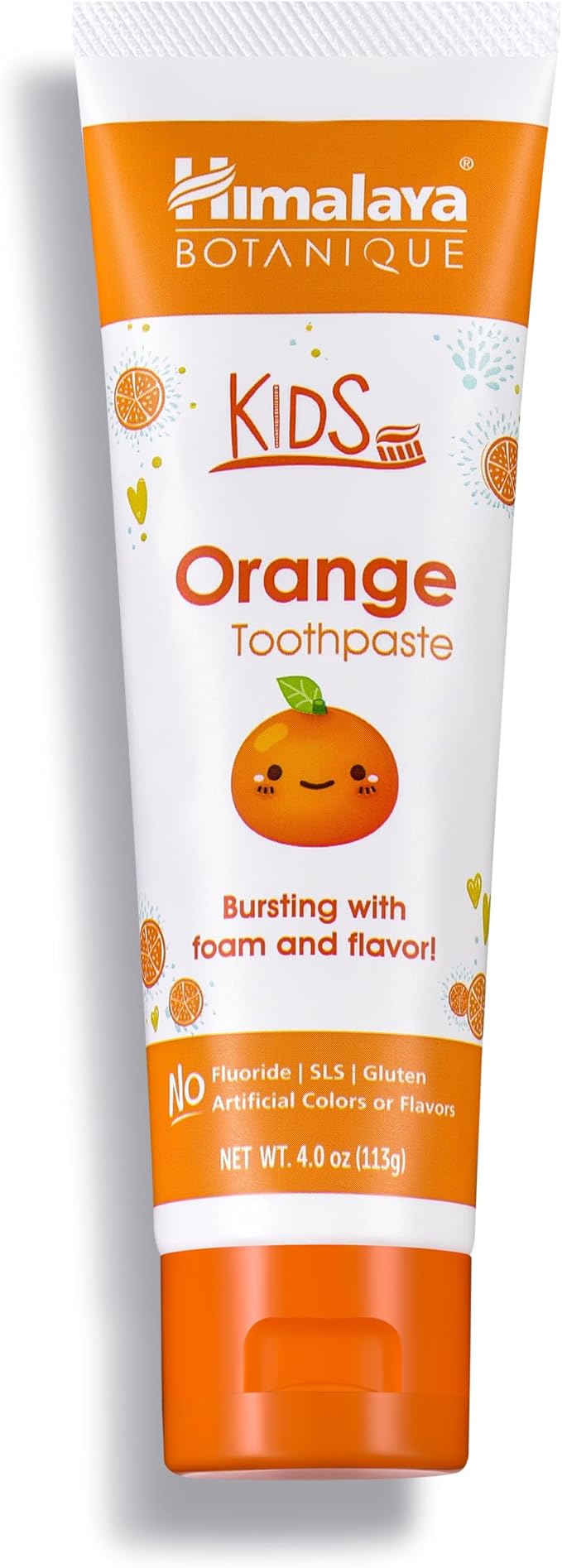 Himalaya Botanique Kids Toothpaste, Herbal, Orange Flavor, Fights Plaque, Fluoride-Free, Gentle, No Artificial Flavors or Colors, SLS Free, Gluten Free, Cruelty Free, Vegan, Foaming, 4 Oz, 1 Pack-Ruum Studio Home
