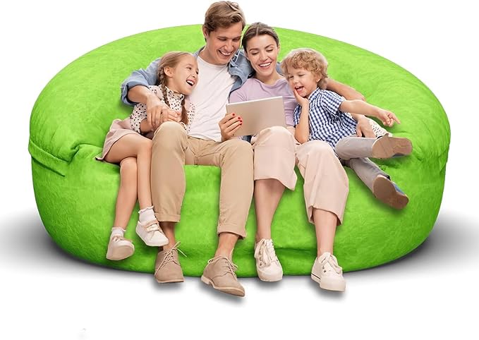 Bean Bag Chair for Adults 6FT,Soft Removable Cover for Teens/Girls Bedroom,Fluffy Giant Round Floor Beanbag Lounger Chairs (No Filler,Green)-Ruum Studio Home