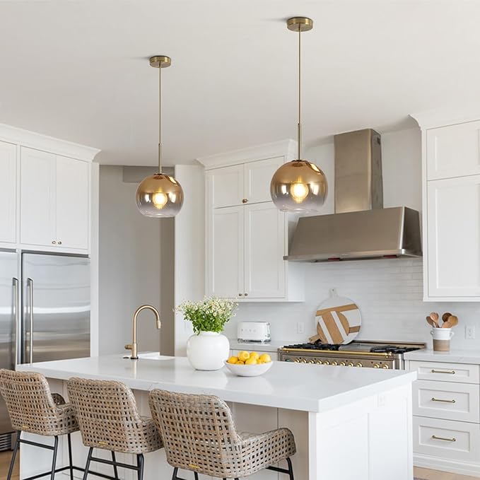 KCO Lighting 1-Light Modern Glass Pendant Lights Large Gold Globe Pendant Light Mid Century Single Pendant Light Kitchen Island Dining Room Lighting Fixtures Ceiling Hanging-Ruum Studio Home
