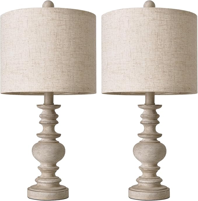 BOBOMOMO Tradition 20" Rustic Table Lamp Set of 2 for Living Room Bedroom Bedside Desk Lamps Bedroom Nightstand Vintage Lamps Linen（Suitable for Decorating Small Areas）-Ruum Studio Home