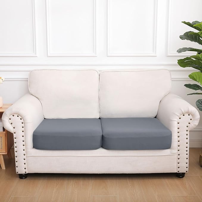 hyha Waterproof Couch Cushion Covers, Stretch Sofa Couch Seat Slipcover for Dog Washable, Non-Slip Waterproof Outdoor Cushion Covers for Patio Furniture Replacement (2 Pieces, Dark Grey)-Ruum Studio Home